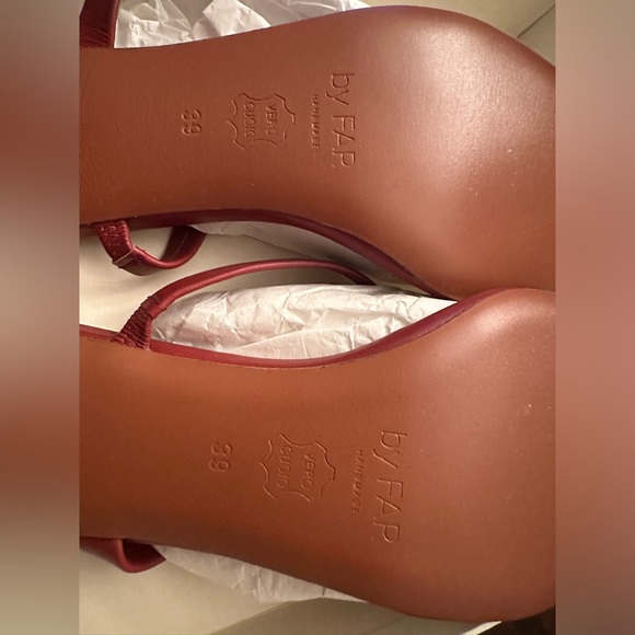 By Far Tanya Burgundy Leather Sandals 39 - Picture 12 of 13